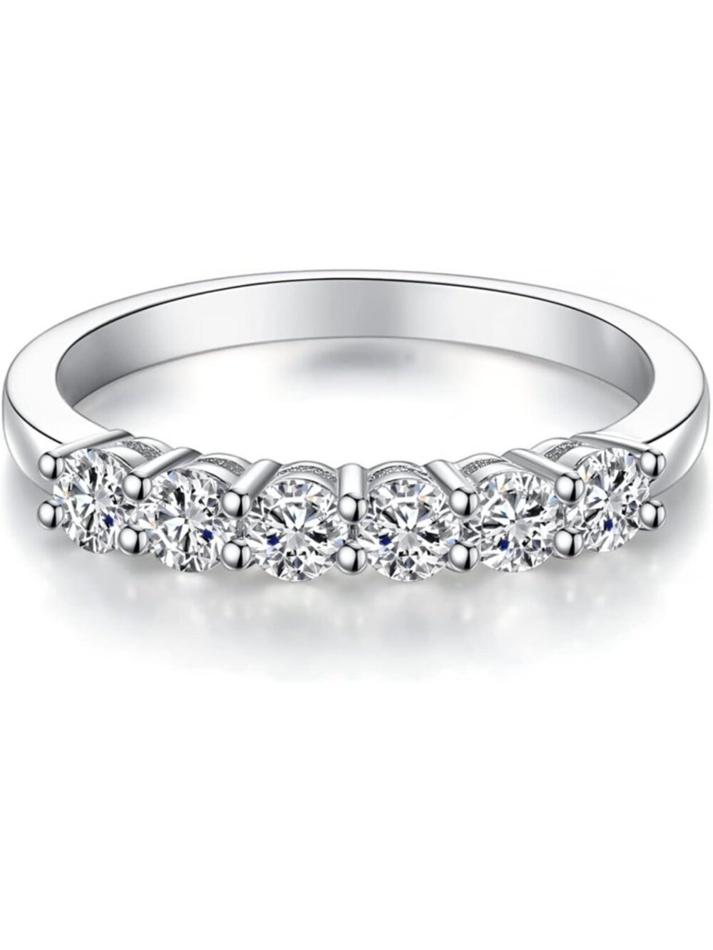Stunning Moissanite Eternity Wedding Band for Women - Sterling Silver, Size 4-11